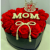 An elegant, premium heart-shaped box filled with fresh, high-quality red roses. This