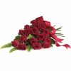 Bouquet of red roses with a red ribbon
