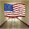 36" X 24" AMERICAN FLAG ON A 54" EASEL. MADE OF RED