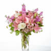 An absolutely heavenly display of pink and white florals to take their