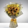 A radiant bouquet of sunflowers and yellow roses that brings warmth, joy