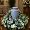 A mix of various flowers in the shades of blue and white.