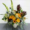 This modern Autumn arrangement would look beautiful in any location in your