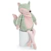 Plush fox toy sitting on a white cylinder