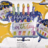 Birthday foil balloon kit with cake and star balloons