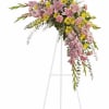 Rejoice with this softly dramatic cascade of pink and yellow blooms -