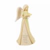 Angel figurine holding an open book with a quote on the dress