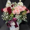 Red, pink and cream elegantly arranged