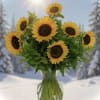 Sunflower bouquet in a clear glass vase