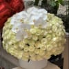  Gorgeous red roses in a hat box with orchids . We