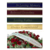 Red rose funeral arrangement with memorial ribbon