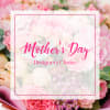 Pink and white roses with Mother's Day text overlay