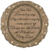 Round memorial plaque with a sympathy quote and pearl-like accents
