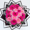Pink and magenta gerbera daisy bouquet with black wrap