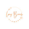 Orange Long Beach Flowers logo with floral line art on a white background