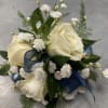 White spray rose wrist corsage.