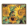 Sunflower-patterned woven blanket with a fringed border