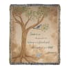 Fringed throw blanket with a tree and birds and a Bible verse