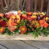 A stunning modern centerpiece for Thanksgiving. In a beautiful wood rectangle container