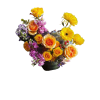A bright and joyful vase arrangement mixing sunshine tones with soft pastels.