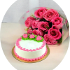 Bright pink roses clustered in a clear floral wrap meet a petite