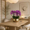High-End Purple Twelve Swan Cascade Orchid Arrangement with a Gold Vase 15.5&rdquo;