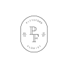 Black and white Pittsford Florist monogram logo with PF initials in an oval frame