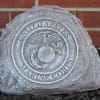 Engraved stone marker with the United States Marine Corps emblem