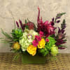 Type of Flowers: Amaranthus, Green Hydrangeas, Orange Roses, Pink Spray Roses, Green