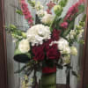 Type of Flowers: Red Roses, White Hydrangeas, White Lisianthus, White Snap Dragon