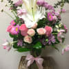 Type of Flowers: Stargazer Lily, Purple Dasies, Pink Roses, Pink Spray Roses
