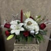 Recipe: Red Roses, White Lilies, White Hydrangaes, Red Carnations, White Chrysthemums, with