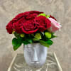 Recipe: Red Roses, Pink Rose, and Green Button Mums in an abstract