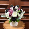Recipe: Black Roses, Black Calla Lilies, White lisianthus, White Hydrangaes, Purple Cymbidium