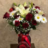 Type of Flowers: Traditional Valentine's Day Design with White Asiatic Lillies, Red