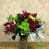 Type of Flowers: Black Calla Lilies, Red Amaranthus, Green Hydrangeas, Red Roses