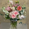Recipe: Seasonal Ranunculus, Spray Roses, Stock, Hydrangae, Lisnathus, Camomille, and Eucalyptus in