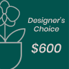 Designer’s Choice gift card with a $600 value on a green background