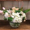 Recipe: White Hydrangeas, White Cymbidium Orchids, Pale Peach Roses, Pink Tulips, Pink