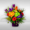 Recipe: Purple Tulips, Green Cymbidium Orchid, Orange Asiatic Lilies, Green Chrysanthemums, Orange