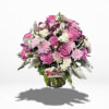 Pink and white mixed bouquet in a glass vase