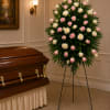 .Gentle Rose Easel Spray
This elegant easel spray, designed for a lady's funeral