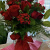 SULTRY MIX OF DARK PASSIONATE FLOWERS. 12 DARK RED ROSES DARK SWEET
