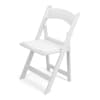 White folding chair on a plain white background