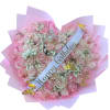 Pink rose bouquet with a birthday ribbon and butterfly decorations