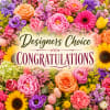 Colorful floral collage with "Congratulations" text