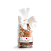 Bag of caramel candies tied with a white ribbon
