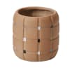 Textured tan ceramic planter with small colored square accents