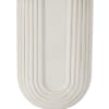 Cream ribbed ceramic vase with a rounded base