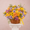 Brighten any space with our Elegant Flower basket Arrangement! Bursting with vibrant